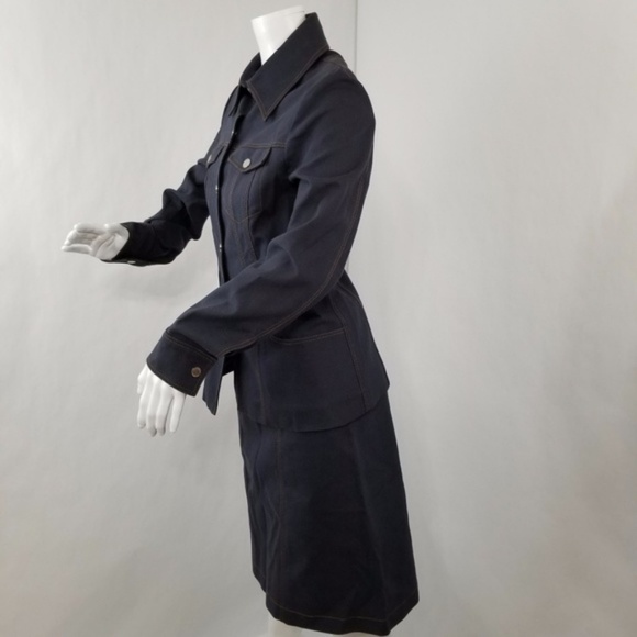Les Copains Suit Womens Size 4/6 Blue Blazer Skirt Denim Design - Picture 5 of 6